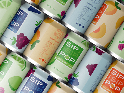 Sip Sip Pop Can Packaging beer label beverage branding can design food and bev fruit graphic design label packaging pop seltzer soda sparkling water
