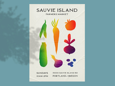 Sauvie Island Farmers Market Poster branding colorful design gradient grain grainy graphic design illustration minimal shape typography vector weekly warmup