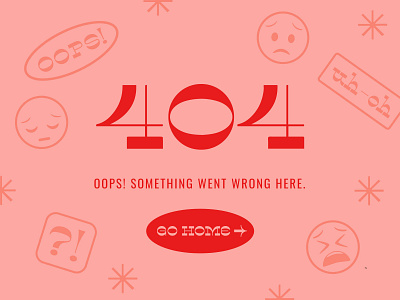 404 Page Graphic 404 bright colorful design error message graphic design illustration pink red retro typography vector vintage