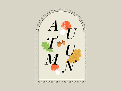Autumn Badge acorn autumn branding challenge design drawing fall graphic design illustration logo minimal mushroom oak serif typography vector warm warmup