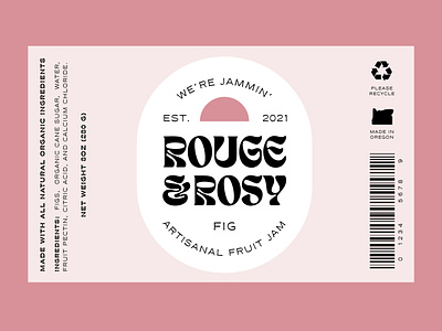 Rouge & Rosy Jam Label Design brand design branding design food beverage graphic design illustration jam jar label design logo minimal packaging packaging design pink rose rouge typography vector