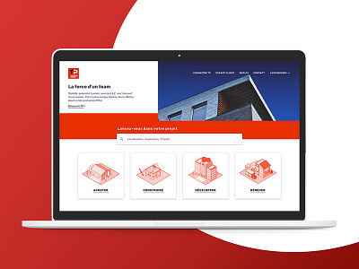 HomePage - TP architecture brussels building illuatration page red ui ux design web web design