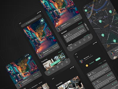 Restaurant finder app dark mode app app design dark mode dark theme design food app location location app mobile mobile app design mobile design restaurant restaurant app ui uidesign