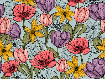 Spring_pattern design flower illustration illustration procreate