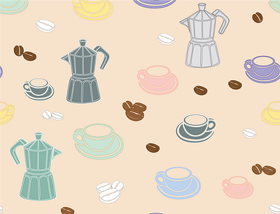 Cafeteria_pattern design adobe illustrator coffee coffee cup espresso illustration pattern pattern design