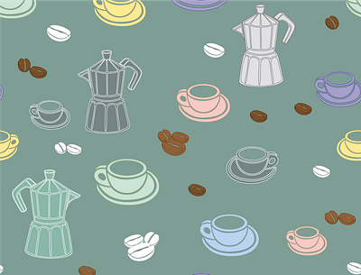 Cafeteria_pattern design adobe illustrator coffee coffee cup espresso illustration pattern pattern design