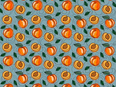 Apricot_Pattern apricot fruit fruit pattern illustration pattern summer
