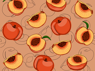 Peach pattern fruit fruit pattern illustration pattern pattern design peach procreate summer