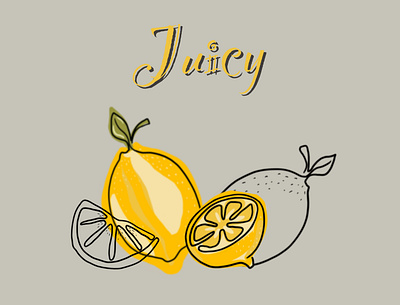 Juicy Lemon abstract design drawing food fresh fruit graphic gray illustration juicy lemon pattern procreate simple summer yellow