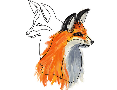 Foxes animal digital art fox graphic illustration lineart procreate