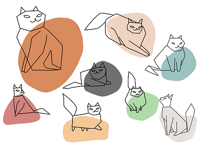Cats in Moods autumn cat fall graphic illustration mood pastel colours