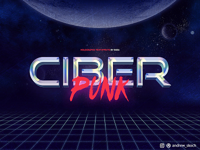 Holographic Text Effects - 10 PSD Mockups 1980s 80s 80s effect ciber punk graphicriver holographic lettering photoshop action retro style synthwave text effect typography
