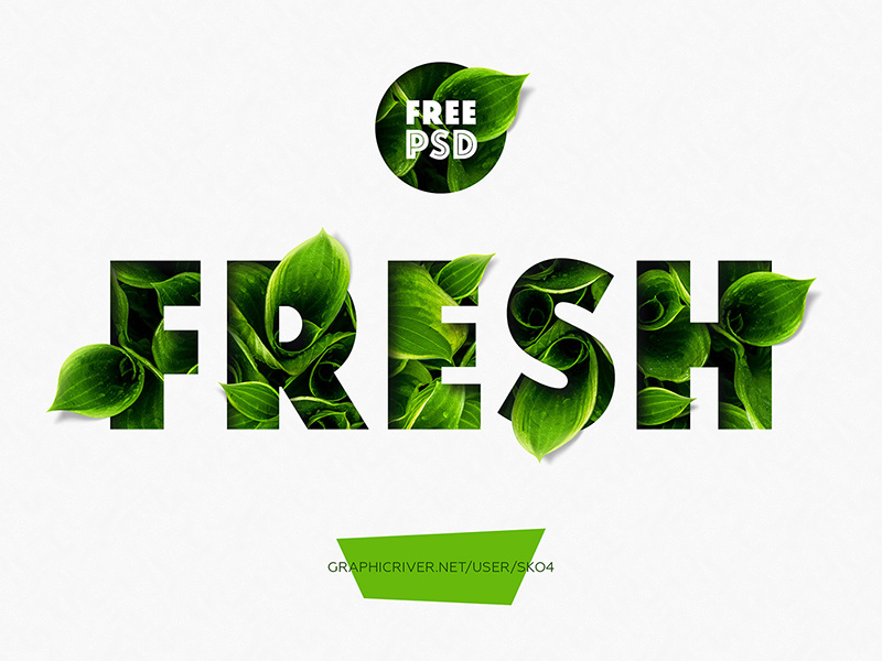 FREEBIE - Fresh - PSD Text Mockup lettering typography andrew skoch fresh nature free text effect text effect organic free psd freebie add-on mockup