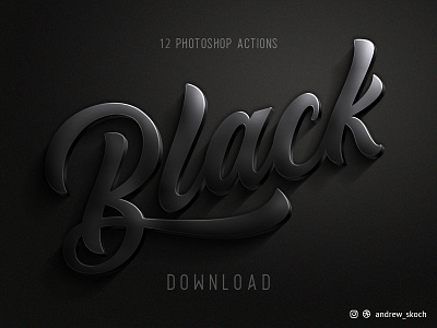 3D Black 12 Photoshop Actions 3d typography action andrew skoch atn black black style black text black typorgaphy photoshop action typorgahpy