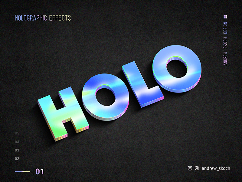 Download Holographic Text - 10 PSD by Andrew Skoch on Dribbble