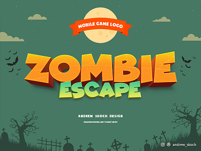 Zombie Escape - Mobile Game Logo andriod app game ios logo mobile mobile app mobile app design mobile app icon text effect