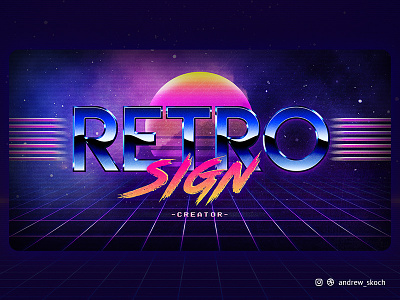 Retro Sign Creator 1980s 80s 80s effect 80s style psd retro synthwave text effect