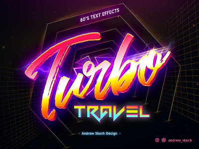 Turbo Travel - PSD Mockup 1980 1980s 80s 80s style mockup psd retro synthwave text effect typography