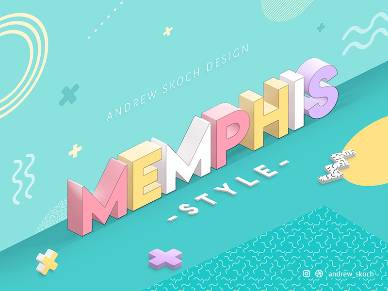 Memphis Text Effect design andrew skoch text effect pastel colorful 1980s 80s pop art memphis 3d text 3d