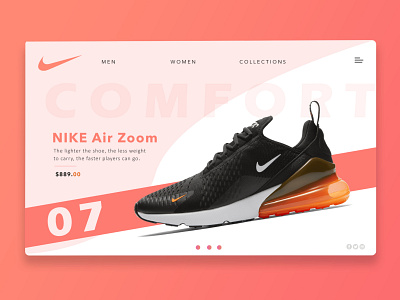 Nike Shoes Concept clean minimal minimalism minimalistic nike air orange shoes shoes store webdesign