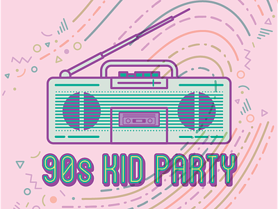 90s Kid Party 90s boombox design flow geometric graphic icon movement music party radio stereo