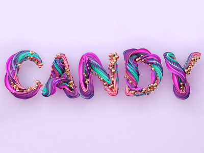 Candy blue c4d candy cgi cinema 4d colorful colourful design gold graphic halloween illustration pink render typogaphy