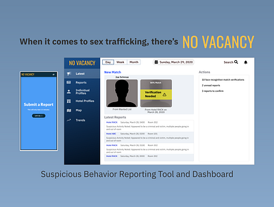 No Vacancy Suspicious Behavior Reporting Website Design dashboard ui design hackathon product design ui