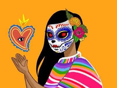 Milagritos, la Calaverita de Azúcar Morena calaverita de azucar catrina character design characters design dia de muertos digital art doodle drawing illustration illustrator quick sketch