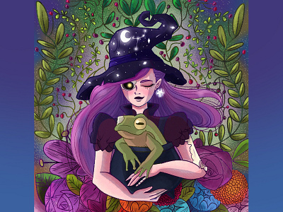 The witch and the frog character design characters design digital art drawing illustration illustrator witch