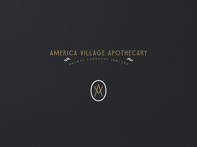 America Village Nº 009 antique apothecary deco heritage identity ireland liquor lockup script spirits typography vintage