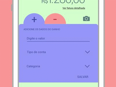Personal Finance App action animation button click design interection interface ui
