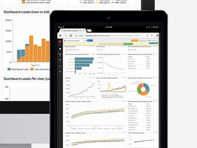 RJMetrics Demo Dashboard - Tablet charts dashboard data