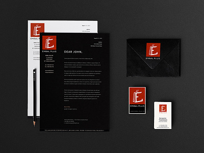 Embal Plus - Stationery branding business business card cards identity logo logotype orange packaging paper shop square