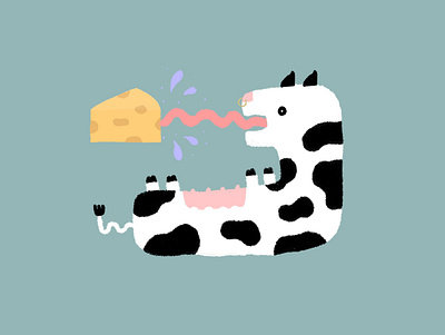 Moo and Cheese colorful design illustration procreate