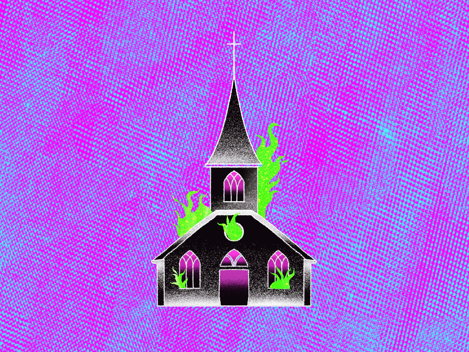 Burning Church colorful gif illustration procreate