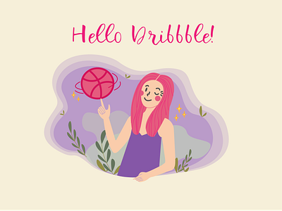 HELLO dribbble debut girl greeting hellodribbble illustration illustrator pink siberia tomsk vector