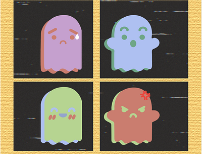 Moody Ghosts ai icon illustration vector