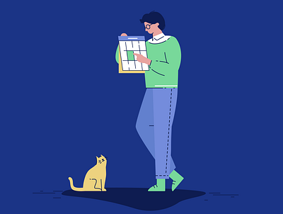 Calendar calendar cat illustration man walk