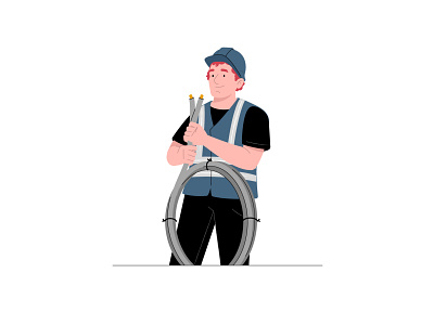 Cable management cable character illustration management professional safety vector worker