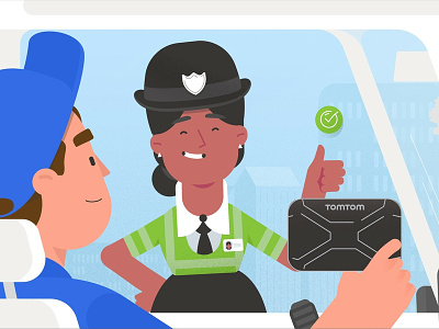 DVSA compliance animation character driver illustration police tomtom truck women