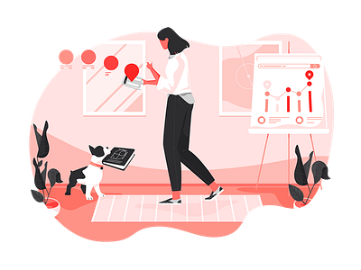 Analytics header analytics characters design dog google illustration studio web