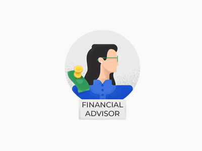 Financial advisor character coin financial advisor glasses illustraion money