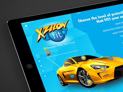 Auto Appearance Protection iPad app blue cars fi geometric insurance interactive ipad tooltip touch vehicle yellow