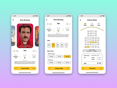 Movie Ticket Booking App app booking app mobile mobile app mobile ui movie app ui uiux ux