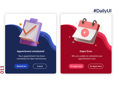 #DailyUI 011- Flash Message 3 d colour palette colourful dailyui dailyuichallenge design error page figma figmadesign illustration success message ui vector vector illustration