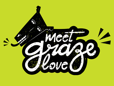 Meet. Graze. Love Logo design advertising animal head black branding design edgy design hand drawn type illustrated logo illustrated type illustration lino cutting lino texture linograph logo logo art logo design stamp logo typography vector