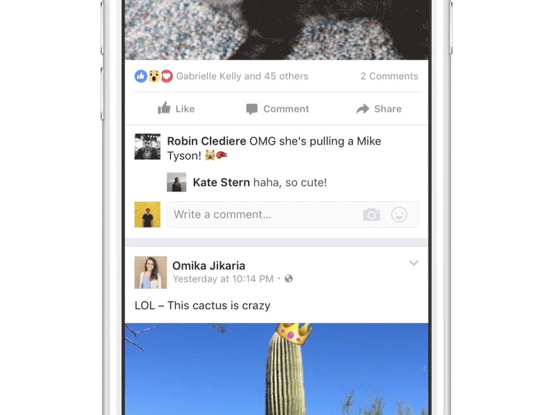 Conversations in News Feed animation comments facebook ios news feed origami studio ui