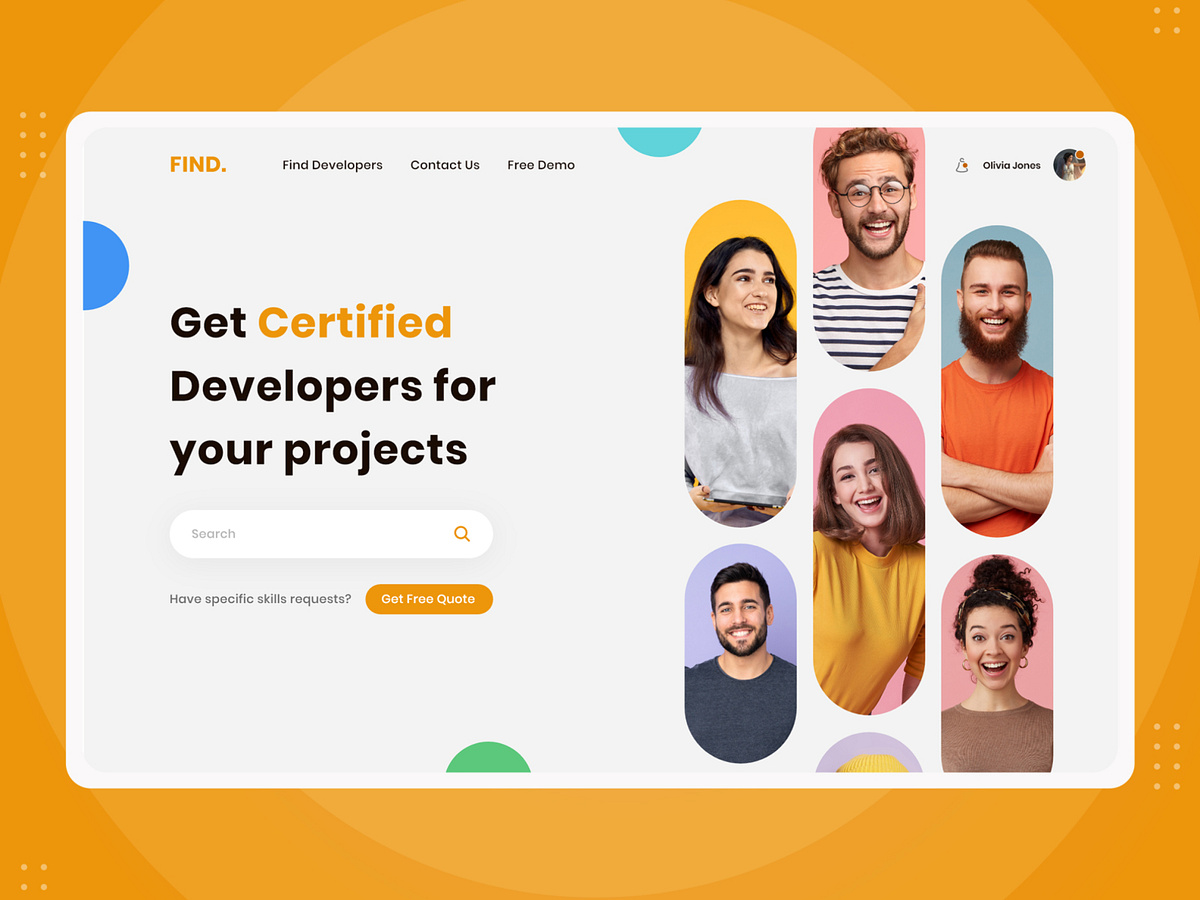 Find Developers - Creative Hero Header by Olivia Jones for Bacancy on ...