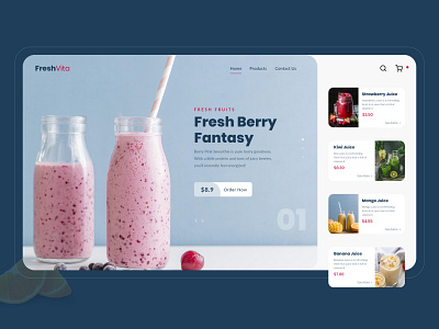 FreshVita - Juice App Hero Section homepage juice juice app juice bar landing page template web hero section
