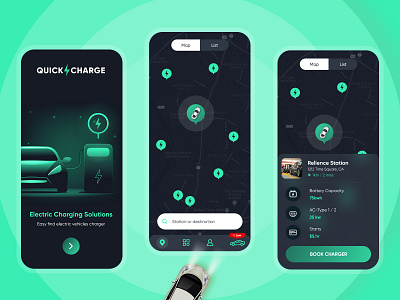 EV Charging Station Finder App design designs ev charger ev charging station finder illustration mobile app development company uidesign uiux